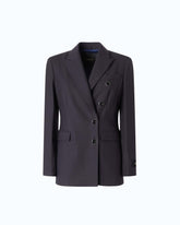 Double-breasted slim-fit wool-blend jacket - | Pinko