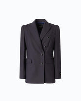 Giacca slim doppiopetto in misto lana - | Pinko