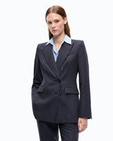 Pinstriped wool-blend jacket - | Pinko