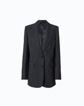 Pinstriped wool-blend jacket - Multicolor Blue-White | Pinko