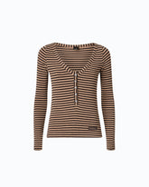 Maglia serafino in misto lana a righe - | Pinko