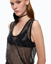 Mesh-effect vest top with rhinestones - | Pinko