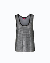 Mesh-effect vest top with rhinestones - | Pinko