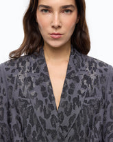 Double-breasted jacket with rhinestones and jaguar motif - Dark Grey | Pinko