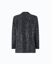 Double-breasted jacket with rhinestones and jaguar motif - Dark Grey | Pinko