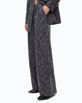 Παντελόνι wide leg με animal print και micro-strass - | Pinko
