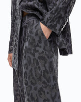 Παντελόνι wide leg με animal print και micro-strass - | Pinko