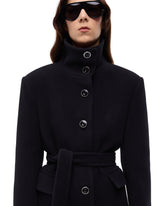 Wool-blend coat with high neck and belt - Black | Pinko