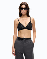 Mesh-effect bra with rhinestones - | Pinko