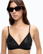 Mesh-effect bra with rhinestones - | Pinko