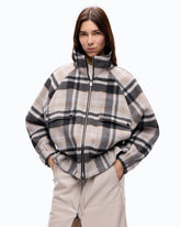 Pea coat with zip and check pattern - Multicolor Grey-Brown | Pinko