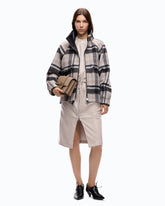Caban con zip e fantasia check - Multicolor Grigio-Marrone | Pinko