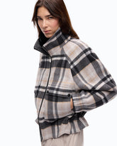 Pea coat with zip and check pattern - Multicolor Grey-Brown | Pinko