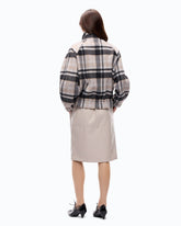 Pea coat with zip and check pattern - Multicolor Grey-Brown | Pinko