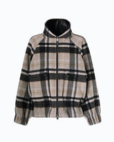 Pea coat with zip and check pattern - Multicolor Grey-Brown | Pinko
