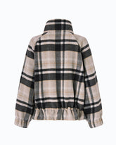 Pea coat with zip and check pattern - Multicolor Grey-Brown | Pinko