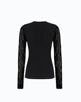 Jersey de canalé con mangas de encaje - | Pinko