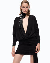 Mini dress with gathering and ribbon - | Pinko