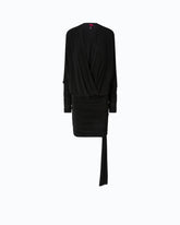Mini dress with gathering and ribbon - | Pinko