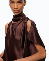 Langes One-Shoulder-Kleid aus Satin - Braun | Pinko