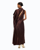 Langes One-Shoulder-Kleid aus Satin - Braun | Pinko