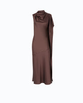 Langes One-Shoulder-Kleid aus Satin - Braun | Pinko