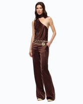 Long satin jumpsuit with sash - | Pinko