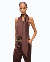 Long satin jumpsuit with sash - | Pinko