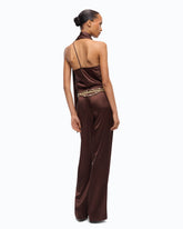 Long satin jumpsuit with sash - | Pinko