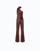 Long satin jumpsuit with sash - | Pinko