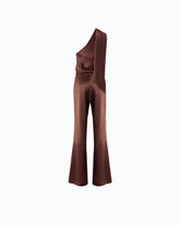 Long satin jumpsuit with sash - | Pinko