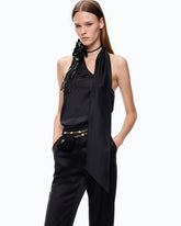 Tuta lunga in satin con fusciacca - Nero | Pinko