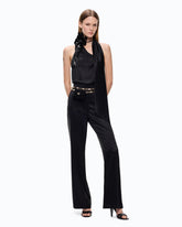 Tuta lunga in satin con fusciacca - Nero | Pinko