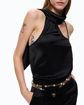 Tuta lunga in satin con fusciacca - Nero | Pinko
