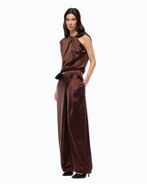 Blouse sans manches en satin - Marron | Pinko