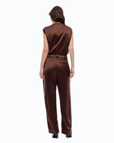 Blouse sans manches en satin - Marron | Pinko
