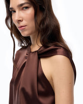 Blouse sans manches en satin - Marron | Pinko