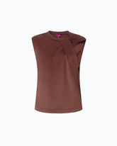 Blouse sans manches en satin - Marron | Pinko
