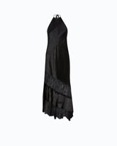 Asymmetric satin midi dress with lace - Black | Pinko