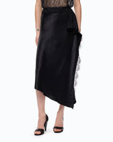 Asymmetric midi skirt in satin - Black | Pinko