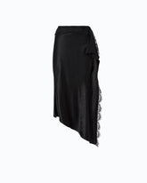 Asymmetric midi skirt in satin - Black | Pinko