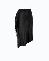 Asymmetric midi skirt in satin - Black | Pinko