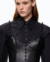 Τοπ σε στυλ bustier με δερμάτινη όψη και διακοσμητικές στρογγυλές χάντρες - | Pinko