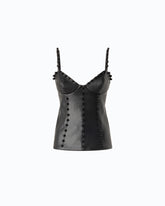 Τοπ σε στυλ bustier με δερμάτινη όψη και διακοσμητικές στρογγυλές χάντρες - | Pinko