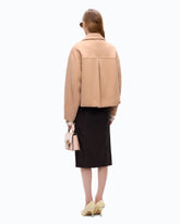 Double-breasted pea coat in double-layered wool-blend cloth - Beige | Pinko