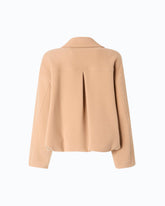 Double-breasted pea coat in double-layered wool-blend cloth - Beige | Pinko