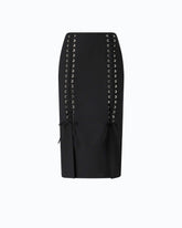 Jupe midi ajustée à double fente - Noir | Pinko