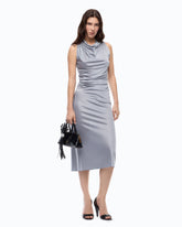 Midi sheath dress with draped neck - | Pinko