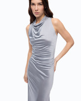 Midi sheath dress with draped neck - | Pinko