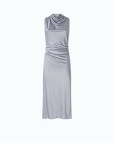 Midi sheath dress with draped neck - | Pinko